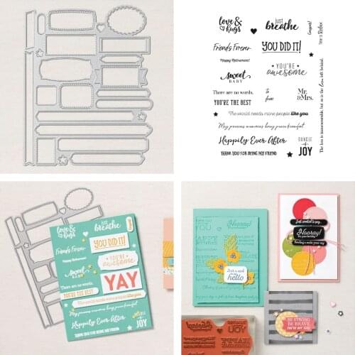 Rectangular Round Speech Frame Die Set Blessing Words Cutting Dies and Stamps Scrapbook Dariy Decoration Embossing Template