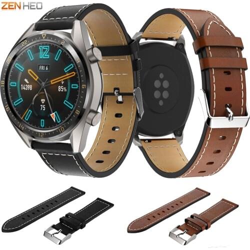 22mm Watch Strap for Huawei Watch GT Band Genuine leather Silicone For Huawei Honor Magic Bracelet For Huami stratos 2 Strap