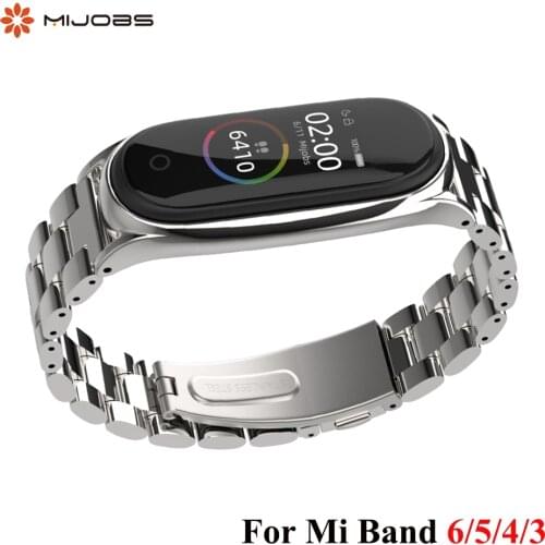 Strap For Xiaomi Mi Band 6 5 4 3 Stainless Metal Opaska Correa Mi Band 5 Strap Miband 4 3 Wristbands Bracelet Global Version NFC