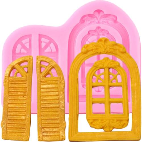Retro Window Cake Border Silicone Molds Door Frame Cupcake Topper Fondant Cake Decorating Tools Candy Chocolate Gumpaste Moulds
