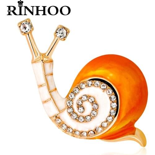 Rinhoo Fashion Enamel Cute Snails Insect Brooches Pins For Women Rhinestone Crystal Brooch Bijouterie Animal Party Badge Jewelry