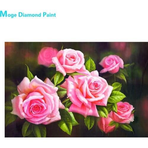 Pink Rose Flowers Diamond Painting Round Full Drill Floral Nouveaute DIY Mosaic Embroidery 5D Cross Stitch Home Decor Gifts