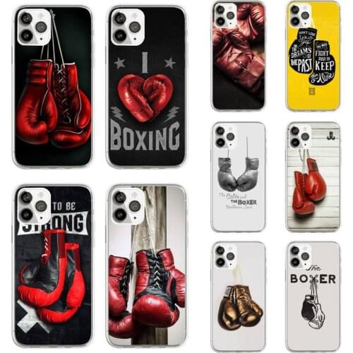 Sports Boxing Gloves Phone Cases Transparent soft For iphone 5 5s 5c se 6 6s 7 8 11 12 plus mini x xs xr pro max