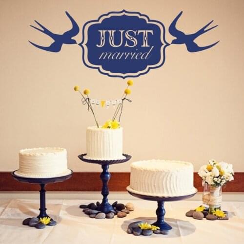 Just Married with Doves Wedding Wall Decor Vinyl Sticker Decal DIY Wedding Board Stickers A15-005