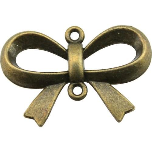 WYSIWYG 10pcs 21x14mm Vintage Tie Bow Pendants Charm For Jewelry Making 2 Colors Bow Pendants Charm Bow Connector
