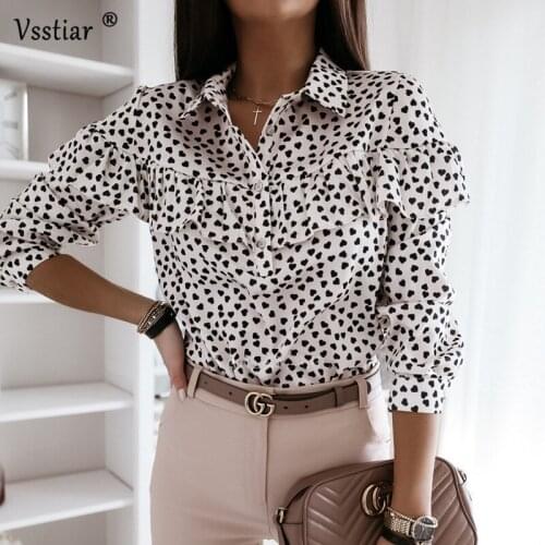 Ruffles Blouse Women Sexy V Neck Print Plus Size Shirts 2020 Autumn Winter New Fashon Long Sleeve Casual Office Blouse Femme