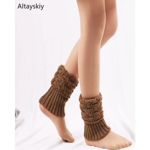 Leg Warmers Women 2020 Solid Breathable Knitting All-match Winter Warm Korean Style Womens Legs Warmer Trendy Elegant Retro Chic