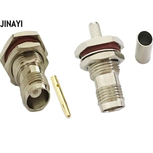 10pcs/lot Connector TNC female bulkhead crimp for RG58 RG142 LMR195 RG400 cable Straight
