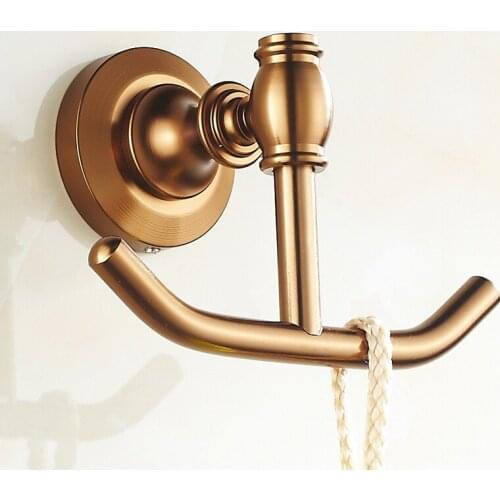 2 Hook Aluminum retro bathroom wall robe hooks gold, European bedroom robe hook wall hanger, Door kitchen hook for towel vintage