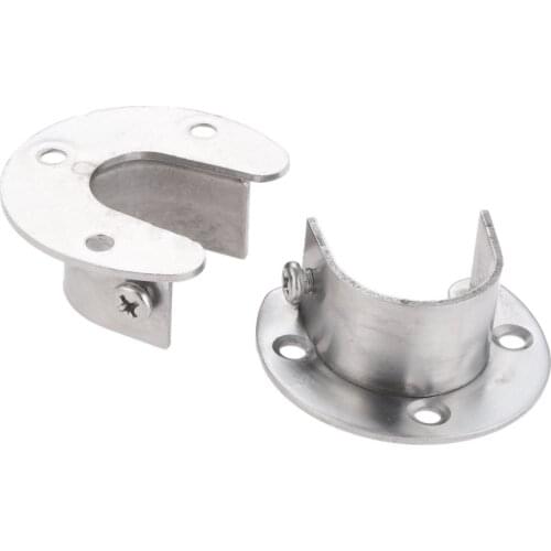2pcs U-Shaped Rod Wardrobe Pipe Curtain Closet Hanging Clothes Rail Rod End Support Bracket Stainless Steel wardrobe Rail Suppor