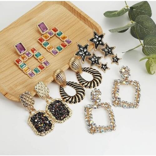 2019 Women Drop Dangle Earrings Geometric Wedding Party Vintage Earring Metal Multicolored For Female Bohemian Jewellery New