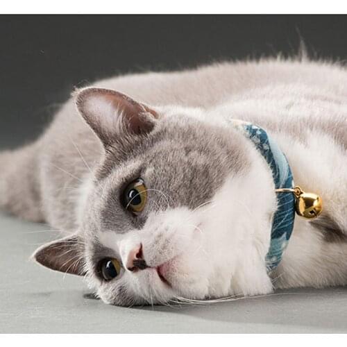 2021 Handmade Adjustable Dog Cat Collar Printed Necktie Necklace With Bell For Cats Puppy Kitten Pet Cat Accessories