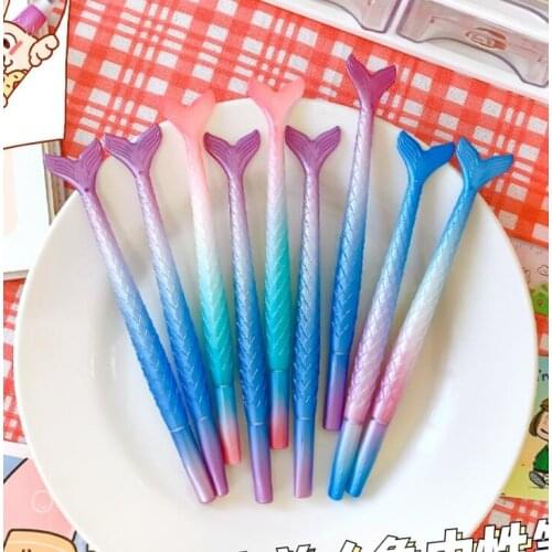 36 pcs/lot Creative Gradient Mermaid Gel Pen Cute 0.38 mm black Ink Signature Pens Promotional Gift Stationery School Supplies