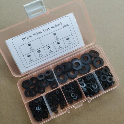 500pcs/set M2-M8 Nylon Flat Washer Kits DIN125 M2 M2.5 M3 M4 M5 M6 M8 Plastic Nylon Plain Washer Spacer Gasket Mesons NL66