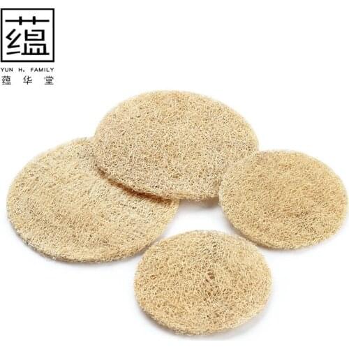 6pcs Japanese handmade natural loofah tea pot mat pot mat coaster pot holder tea mat Kung Fu tea set tea ceremony zero match