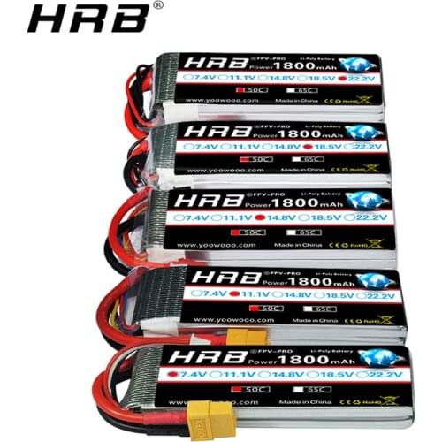 HRB 1800mah 2S 3S Lipo Battery 7.4V 11.1V XT60 T Deans 50C 14.8V 18.5V 22.2V 4S 5S 6S RC Parts For Mjx Bugs Drone Airplanes Car