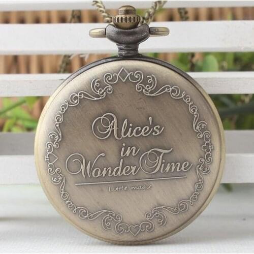 Alices Adventures in Wonderland rabbit card key And Bear the Eiffel Tower Bronze antiques pendant Necklace pocket watches gift