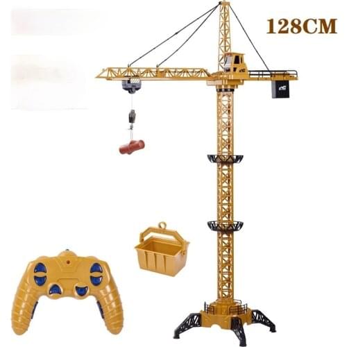 RC Tower Crane 6CH 128CM 680Rotation Lift Model 2.4G Remote Control Construction Crane Toy With Light & Sound For Kids Gift