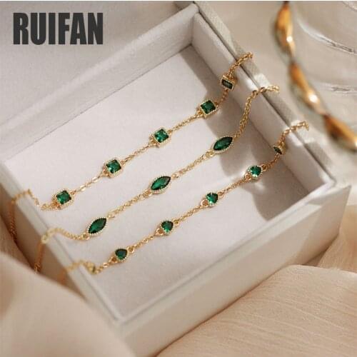 Green Cubic Zirconia 925 Sterling Silver 14K Gold Womens Bracelets S925 Fine Jewelry Accessories Gift for Girlfriend YBR180