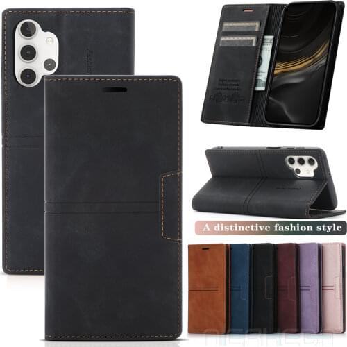 Leather Flip Case for Samsung Galaxy A32 A22 A42 A52 A72 A82 A51 A71 A31 A41 A21 A02 S A70 A50 S21 S20 FE S10 Plus Wallet Cover