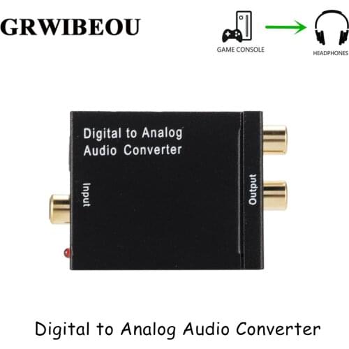 Grwibeou DAC Digital to Analog Audio Converter 2*RCA Amplifier Decoder Optical Fiber Coaxial Digital to Analog DAC Amplifier