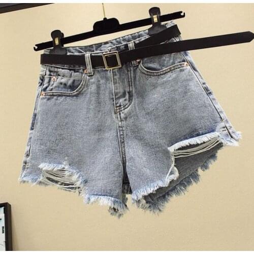 Womens Shorts Summer Denim Booty Shorts High Waists Jeans Fur-Lined Blue Wide Leg Plus Size Sexy Short Jeans