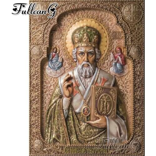 FULLCANG religious diy 5d diamond mosaic cultist saint diamond painting full square diamond embroidery elder icon decor FC2142