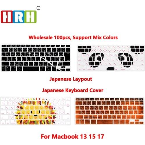 HRH Rainbow Animal Japanese100pcs Silicone Keyboard Cover Protector Skin for Macbook Air Pro Retina 13" 15" 17" Japanese Version