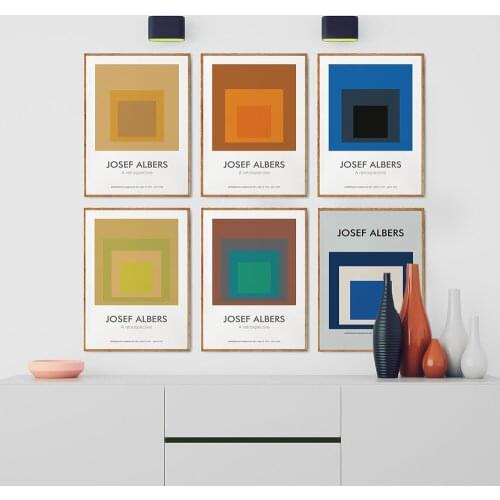 Josef Albers Abstract Geometric Art Museum Exhibition Poster Canvas Print Painting Wall Art Picture Home Gallery Decor