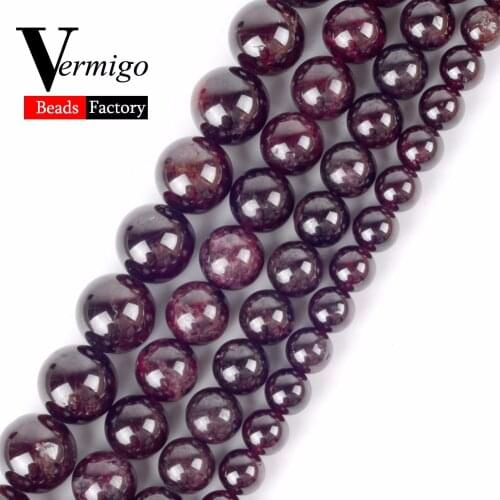 Natural Stone Round Dark Red Garnet Beads 4 6 8 10mm Loose Beads For Jewelry Making Diy Necklace Bracelet 15" Wholesale