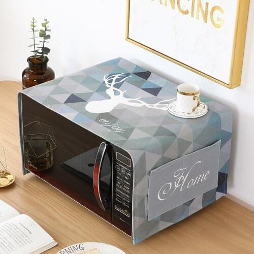 Multifunction Thicken Cotton Linen Rectangle Microwave Oven Cover Cloth Dust Cover Waterproof Oil-proof Anti-scald Dust Covers