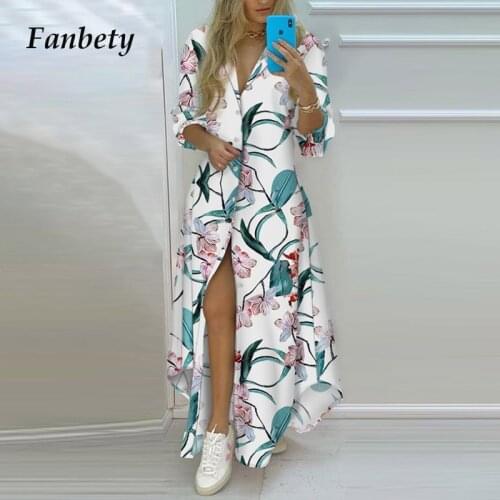 Summer Fashion Striped Split Maxi Dress Casual Turn-Down Collar Button Shirt Long Dress Women Elegant Long Sleeve Party Dresses