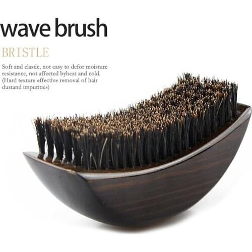 FnLune Men Boar Hair Bristle Beard Mustache Brush Palm Soft Round Wood Handle Wave Brush Hair Beard Comb Facial Cleansing Brushe