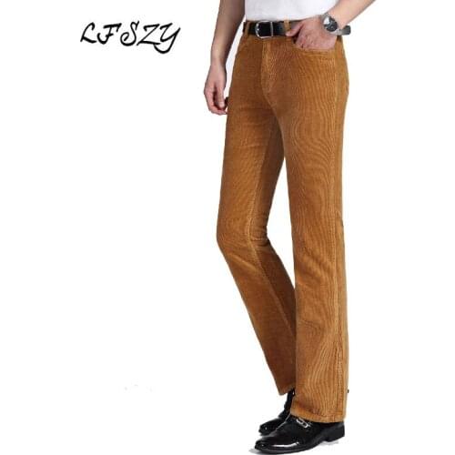 Mens Casual pants 2020 Autumn and Winter New Thick Mens Casual pants Khaki Corduroy Mens Loose Corduroy FIared pants