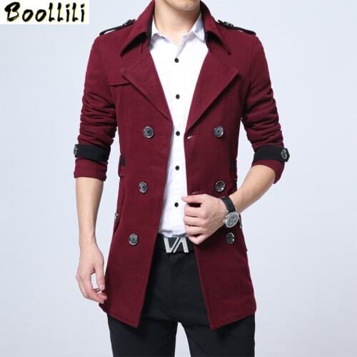 Boollili Autumn Winter Coat Men Plus Size Woolen Mens Jacket Korean Black Mens Coats Overcoats Man 5xl Casaco Masculino