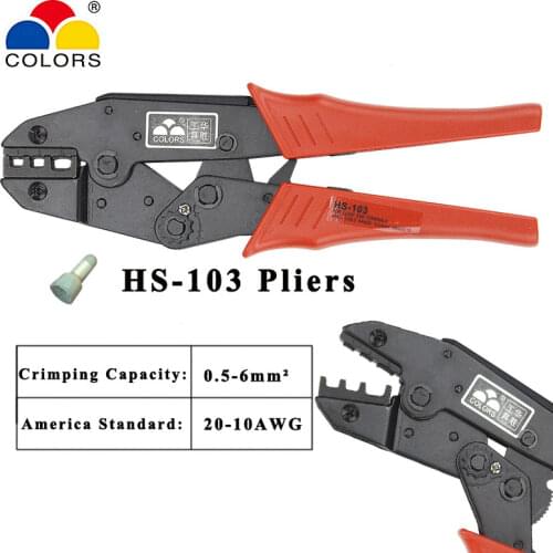 COLORS HS-103 crimping pliers for close end terminals clamp european style self-adjusting capacity 0.5-6mm2 20-10AWG hand tools