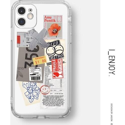 Official Original Transparent Soft Case for Apple iPhone 11 12 13 Pro MAX SE 2020 XR XS X 6 6s 7 8 Plus Shockproof Cute Phone Co