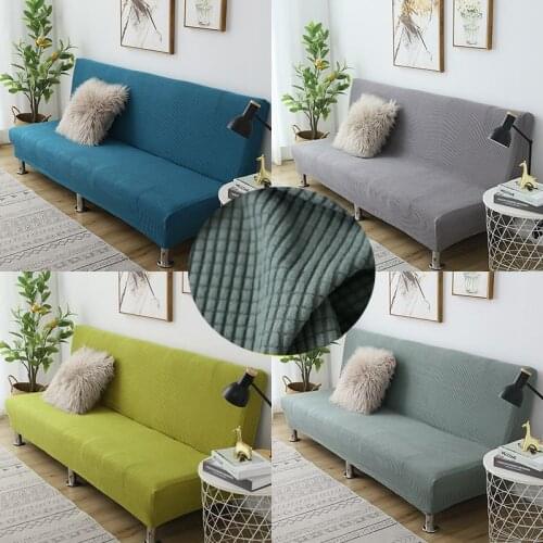 Armless Sofa Bed Cover Solid Color Without Armrest Big Elastic Folding Furniture Decoration Bench Covers slip 1PCS