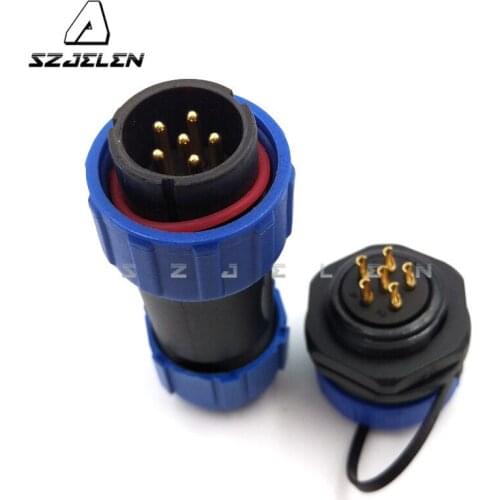 SP2110/SY2112, cable connectors wire connectors automotive electrical wire connectors 6 pin plug and socket, IP68 21mm