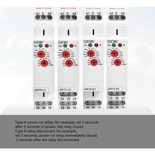 GRT8-A1 A2 GRT8-B1 B2 Single Function Din Rail Time Relay AC220V AC/DC12-240V Industrial Control Auto Timer Relays Time Delay