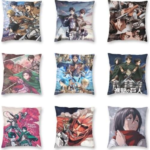 Luxury AOT Attack On Titan Throw Pillow Cover Decor Square Anime Shingeki no Kyojin Cushion Cover 40x40 Pillowcover for Sofa