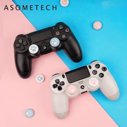 Pink Sakura Cat Paw Silicone Thumb Stick Grips Caps for PS4 NS Pro JoyCon Controller Sticks Cover Case for Nintend Switch Pro