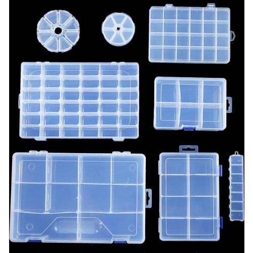 Mix 16Styles Plastic Adjustable Storage PVC Jewelry Box Transparent Container for Beads Earring Box Case Craft Jewelry Organizer
