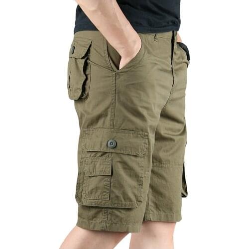 Mens Cargo Shorts Summer Casual Loose Cotton Multi Pockets Baggy Hot Breeches Army Military Overalls Bermuda Shorts Masculino