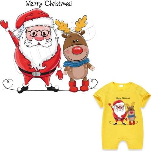 Iron-On Transferscute Santa Claus Diy Accessory Clothes Decoration Print On T-Shirt Washable New Design Clothes Stickers