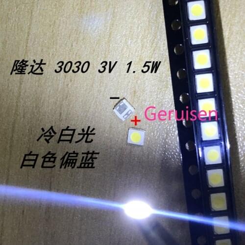 500pcs For LED LCD Backlight TV Application LED Backlight 1.5W 3V 3030 115LM Cool white LEXTAR 3030 3V