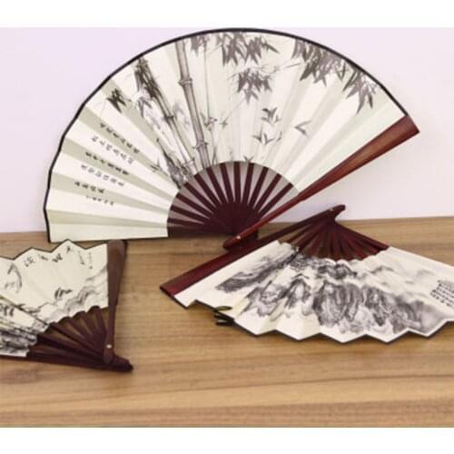 1 Portable Retro Folding Hand-held Fan Chinese Style Decorative Bamboo Handle Dancing Fan for Wedding Photography Props #12