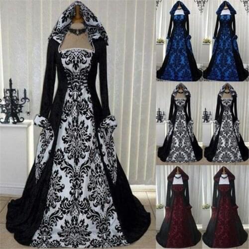 Xxxxxl xxxl Vintage Style Gothic Dress Floor Length Women Gothic Maxi Dress Halloween Cosplay Dresses Retro Long Medieval Dress