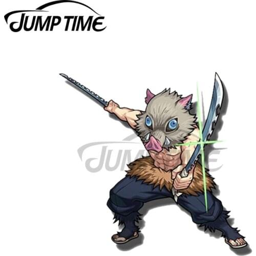 Jump Time 13x9cm For Inosuke Hashibira Funny Anime Car Stickers Bumper Trunk Truck Graphics Vinyl JDM Air Conditioner Waterproof