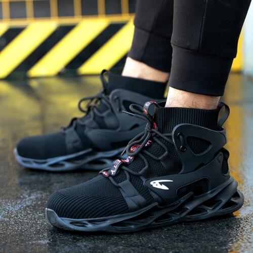 ZEEKSON High-top Breathable Sports Mens Shoes, Anti-smashing and Anti-piercing Thick-soled Tooling Boots, Safety Shoes